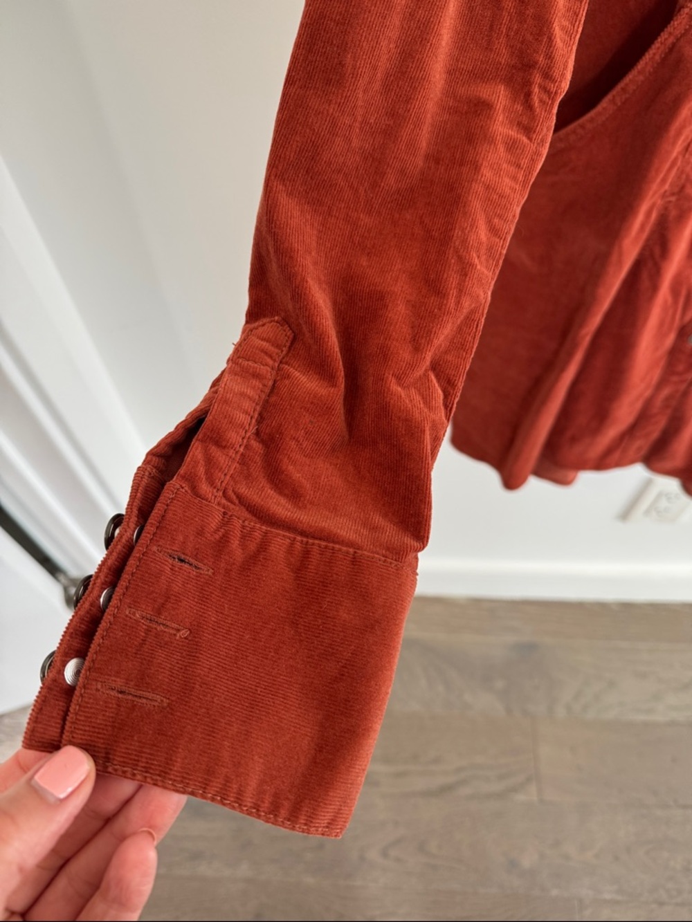 Free People Burnt Orange Corduroy Button-Front Dress - Picture 4 of 6